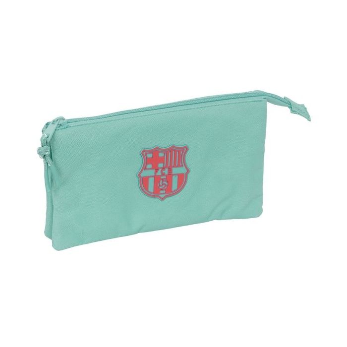 Safta F.C.Barcelona Chica Musgo Portatodo - 3 Compartimentos con Cremalleras - Bolsillo Interior - 0.6L - 220x30x120mm - Color Menta
