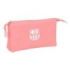 Safta F.C.Barcelona Chica Portatodo - 3 Compartimentos con Cremalleras - 0.6L - Bolsillo Interior - 220x30x120mm - Color Coral