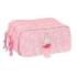 Safta Miffy Flores Portatodo - 3 Compartimentos con Cremalleras - Bolsillo Frontal - Cinta Adaptable - 1.72L - 215x80x100mm - Color Rosa
