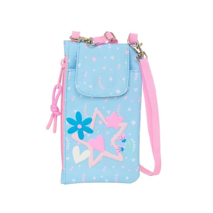 Safta Blackfit8 Smile Monedero Portamovil hasta 6.9" - Compartimento con Cremallera - Cordon Ajustable - 0.19L - 100x190mm - Color Azul Claro