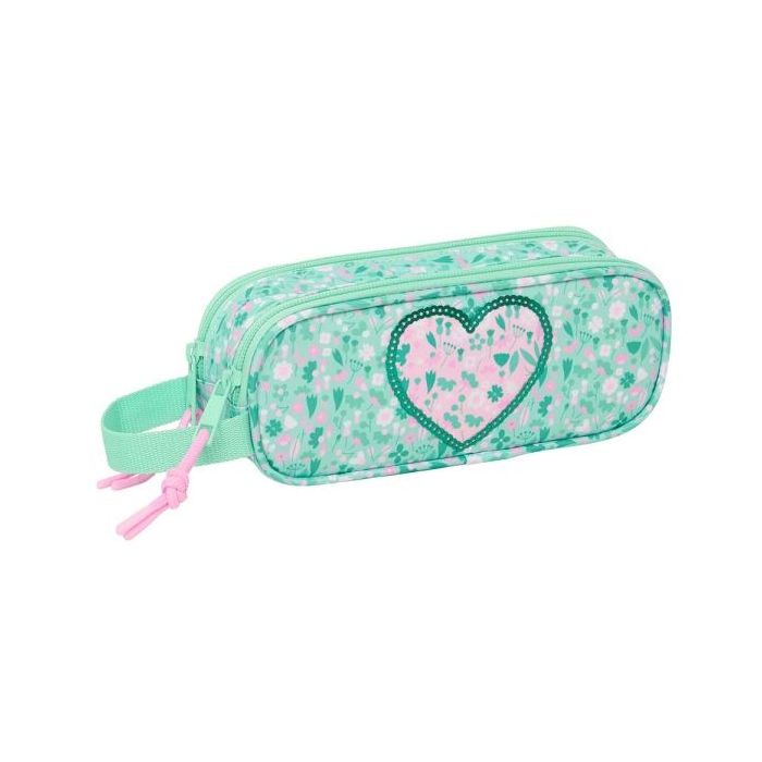 Safta Cuore Portatodo - 2 Compartimentos con Cremalleras - Asa Lateral - 1L - 210x60x80mm - Color Turquesa