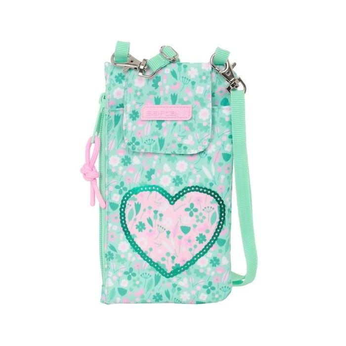 Safta Cuore Monedero Portamovil hasta 6.9" - Compartimento con Cremallera - Cordon Ajustable - 0.19L - 100x190mm - Color Turquesa