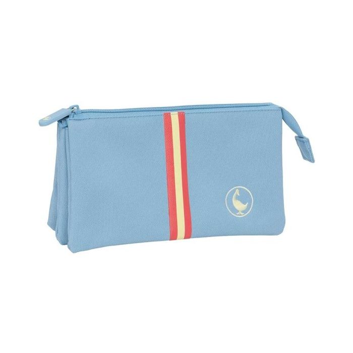 Safta el Ganso Basics Cerulean Portatodo - 3 Compartimentos con Cremalleras - Bolsillo Interior - 0.6L - 220x30x120mm - Color Azul