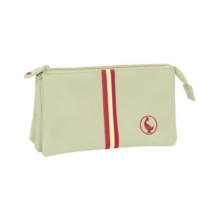 Safta el Ganso Basics Portatodo - 3 Compartimentos con Cremalleras - Bolsillo Interior - 0.6L - 220x30x120mm - Color Beige