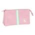 Safta el Ganso Basics Pink Portatodo - 3 Compartimentos con Cremalleras - Bolsillo Interior - 0.6L - 220x30x120mm - Color Rosa