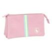 Safta el Ganso Basics Pink Portatodo - 3 Compartimentos con Cremalleras - Bolsillo Interior - 0.6L - 220x30x120mm - Color Rosa