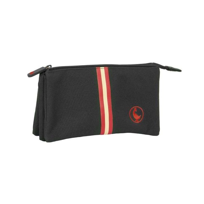 Safta el Ganso Basics Black Portatodo - 3 Compartimentos con Cremalleras - 0.6L - Bolsillo Interior - 220x30x120mm - Color Negro