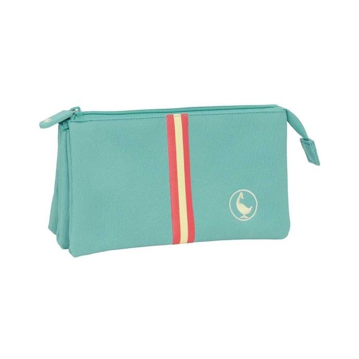 Safta el Ganso Basics Aquarelle Portatodo - 3 Compartimentos con Cremalleras - Bolsillo Interior - 0.6L - 220x30x120mm - Color Menta