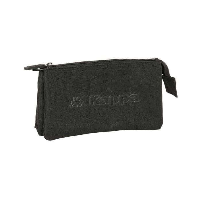 Safta Kappa Basics Portatodo - 3 Compartimentos con Cremalleras - Bolsillo Interior - 0.6L - 220x30x120mm - Color Negro