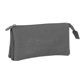 Safta Kappa Basics Gris Portatodo - 3 Compartimentos con Cremalleras - Bolsillo Interior - 0.6L - 220x30x120mm - Color Gris