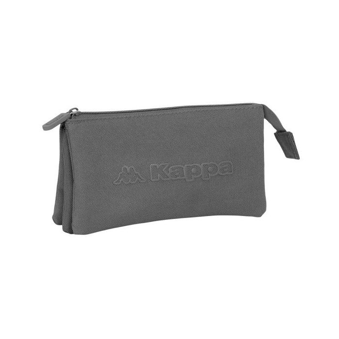 Safta Kappa Basics Gris Portatodo - 3 Compartimentos con Cremalleras - Bolsillo Interior - 0.6L - 220x30x120mm - Color Gris