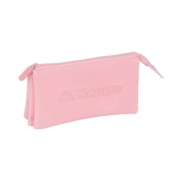 Safta Kappa Basics Portatodo - 3 Compartimentos con Cremalleras - Bolsillo Interior - 0.6L - 220x30x120mm - Color Rosa