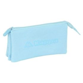 Safta Kappa Basics Celeste Portatodo - 3 Compartimentos con Cremalleras - Bolsillo Interior - 0.6L - 220x30x120mm - Color Azul Claro