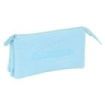Safta Kappa Basics Celeste Portatodo - 3 Compartimentos con Cremalleras - Bolsillo Interior - 0.6L - 220x30x120mm - Color Azul Claro