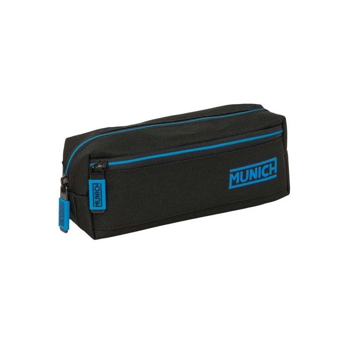 Safta Munich Road Portatodo - 3 Compartimentos con Cremalleras - Goma Elastica - 0.98L - 220x60x85mm - Color Negro