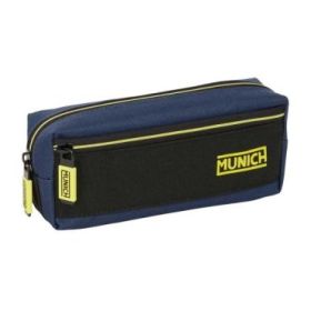 Safta Munich Track Portatodo - 3 Compartimentos con Cremalleras - Goma Elastica - 0.98L - 220x60x85mm - Color Azul Marino