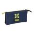 Safta Munich Track Portatodo - 3 Compartimentos con Cremalleras - Bolsillo Interior - 0.6L - 220x30x120mm - Color Azul Marino
