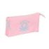 Safta Benetton Basics Portatodo - 3 Compartimentos con Cremalleras - Bolsillo Interior - 0.6L - 220x30x120mm - Color Rosa Pastel