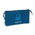 Safta Benetton Basics Marino Portatodo - 3 Compartimentos con Cremalleras - Bolsillo Interior - 0.6L - 220x30x120mm - Color Azul Oscuro