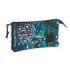 Safta Graffiti Go Portatodo - 3 Compartimentos con Cremalleras - Bolsillo Interior - 0.60L - 220x30x120mm - Color Azul Oscuro