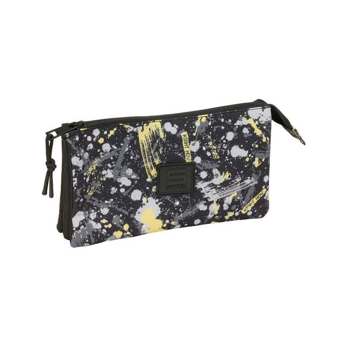 Safta Graffiti Splash Portatodo - 3 Compartimentos con Cremalleras - Bolsillo Interior - 0.60L - 220x30x120mm - Multicolor