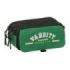 Safta Blackfit8 Varsity Portatodo - 3 Compartimentos con Cremalleras - Bolsillo Frontal - Cinta Adaptable - 1.72L - 215x80x100mm - Color Negro y Verde