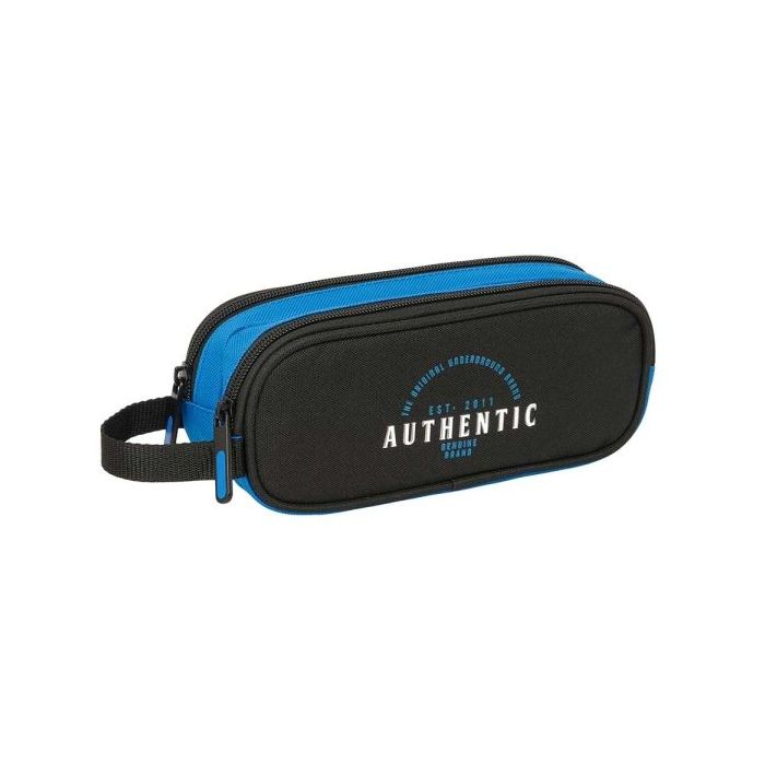 Safta Blackfit8 Underground Portatodo - 2 Compartimentos con Cremalleras - Asa Lateral - 1L - 210x60x80mm - Color Negro y Azul