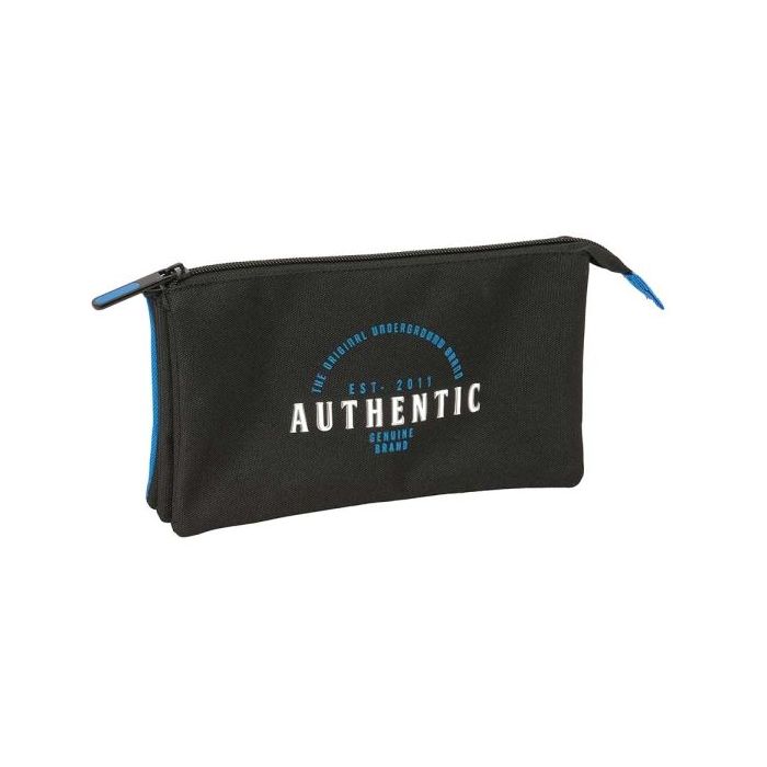 Safta Blackfit8 Underground Portatodo - 3 Compartimentos con Cremalleras - Bolsillo Interior - 0.60L - 220x30x120mm - Color Negro y Azul