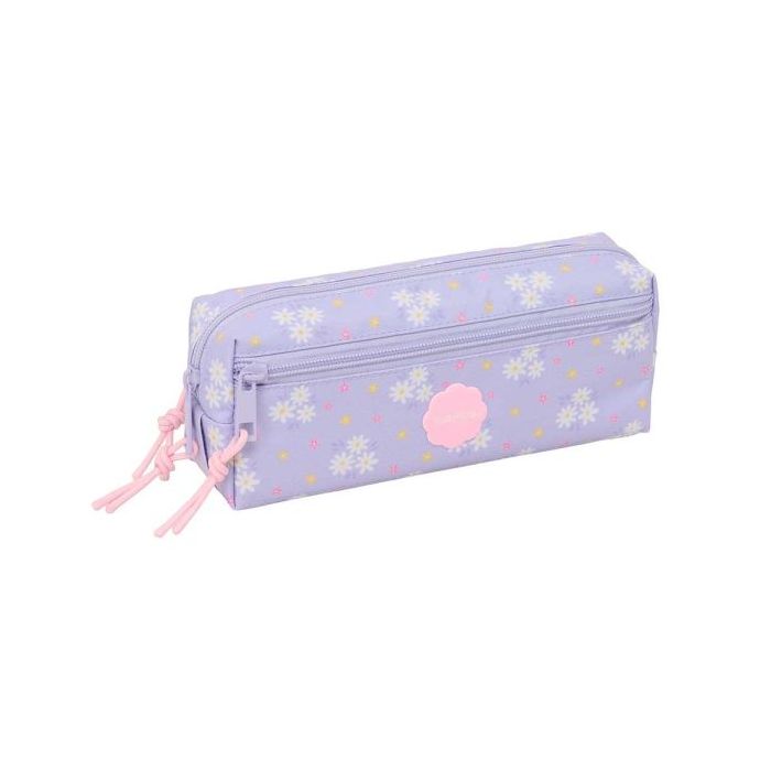 Safta Bouquet Portatodo - 3 Compartimentos con Cremalleras - Goma Elastica - 0.98L - 220x60x85mm - Color Violeta