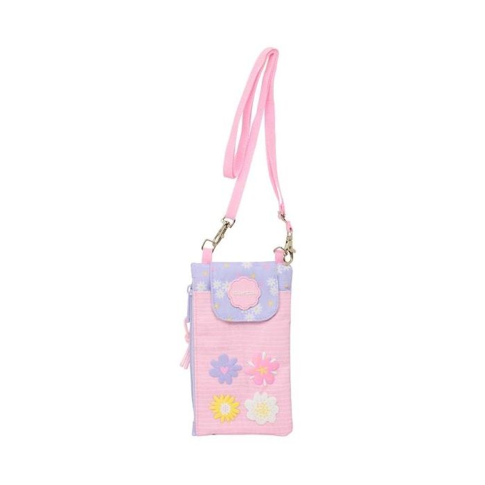 Safta Bouquet Monedero Portamovil hasta 6.9" - Compartimento con Cremallera - Cordon Ajustable - 0.19L - 100x190mm - Color Rosa Pastel