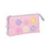 Safta Bouquet Portatodo - 3 Compartimentos con Cremalleras - Bolsillo Interior - 0.6L - 220x30x120mm - Color Rosa Pastel