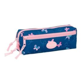 Safta Blackfit8 Mariposas Portatodo - 3 Compartimentos con Cremalleras - Goma Elastica - 0.98L - 220x60x85mm - Color Azul Marino