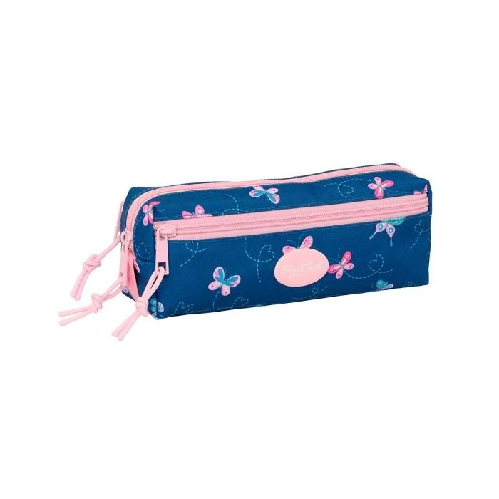 Safta Blackfit8 Mariposas Portatodo - 3 Compartimentos con Cremalleras - Goma Elastica - 0.98L - 220x60x85mm - Color Azul Marino