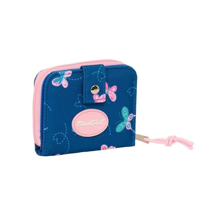 Safta Blackfit8 Mariposas Monedero con Billetera - Compartimento para Billetes y Tarjetas - Cierre con Iman - Compartimento con Cremallera - 0.10L - 110x20x95mm - Color Azul Marino