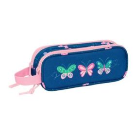 Safta Blackfit8 Mariposas Portatodo - 2 Compartimentos con Cremalleras - Asa Lateral - 1L - 210x60x80mm - Color Azul Marino