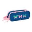 Safta Blackfit8 Mariposas Portatodo - 2 Compartimentos con Cremalleras - Asa Lateral - 1L - 210x60x80mm - Color Azul Marino