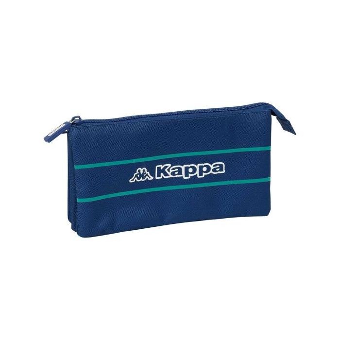 Safta Kappa Marino Portatodo - 3 Compartimentos con Cremalleras - Bolsillo Interior - 0.6L - 220x30x120mm - Color Azul Marino