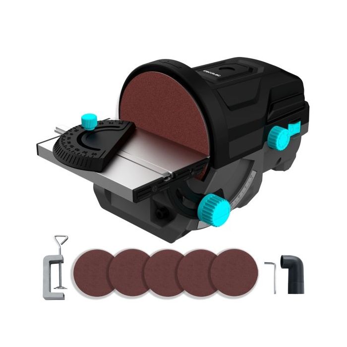 Cecotec PerfectSurface 1000 Stand Disc Lijadora de Disco de Sobremesa - 140W - Incluye Accesorios - Conector para Aspiradora - Color Negro