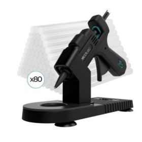 Cecotec Perfect Fix 20 Pistola de Cola Termofusible - 20W - Temperatura hasta 180ºC - Protector de Mesa - 80 Barras de Silicona de 7mm - Color Negro