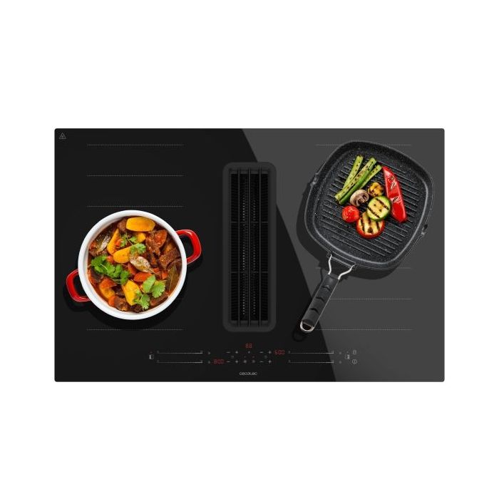 Cecotec Bolero Squad IH 4800 FullFlex80 Cocina de Induccion Encastrable con Extractor Integrado Integrada - 7400W - Succion 630m3/h - Funcion Booster - 15 Niveles - Temporizador - Color Negro