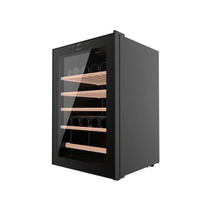 Cecotec Bolero GrandSommelier 4850 Black Compressor Vinoteca 48 Botellas - Capacidad 125L - Silencioso 42dB - Luz LED - Pantalla LED - Temperatura Regulable - Compresor de Enfriamiento - Color Negro