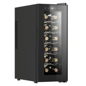 Cecotec Bolero GrandSommelier 1250 CoolCrystal Vinoteca para 12 Botellas - Silencioso 35dB - Luz LED - Pantalla LED - Temperatura Regulable - Control Tactil - Color Negro