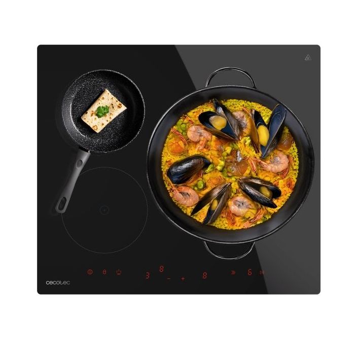 Cecotec Bolero Squad I 3600 Cocina de Induccion Encastrable - 7400W - 3 Zonas - Temporizador - Control Tactil Invisible - 9 Niveles de Potencia - Funcion Booster - Color Negro