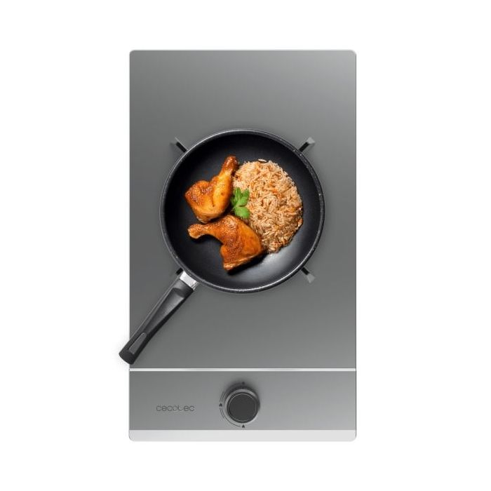 Cecotec Bolero Squad G 1200S Inox Cocina de Gas Encastrable - 1 Quemador - Acero Inoxidable - 3.5kW - Parrillas de Hierro Fundido - Inyector Convertor a Glp - Color Acero