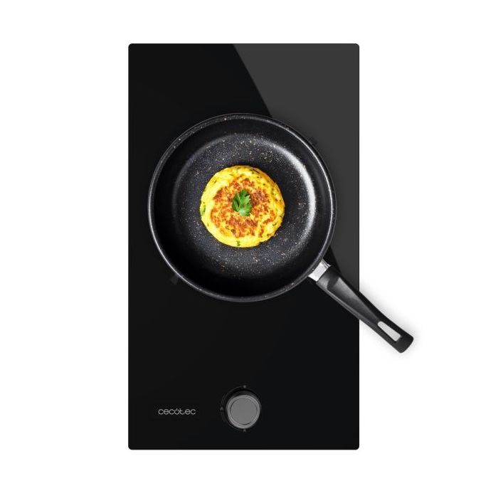 Cecotec Bolero Squad G 1200S Glass Black Cocina de Gas Encastrable - 1 Quemador - Acabado en Cristal Negro - 3.5kW - Parrillas de Hierro Fundido - Inyector Convertor a Glp - Color Negro
