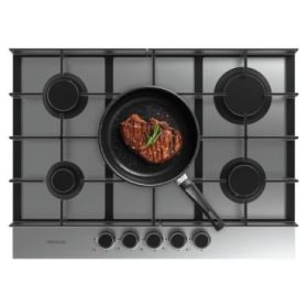 Cecotec Bolero Squad G 5400F Inox Cocina de Gas Encastrable - 5 Quemadores - Acero Inoxidable - 10.4kW - Parrillas de Hierro Fundido - Wok de Triple Corona - Color Acero
