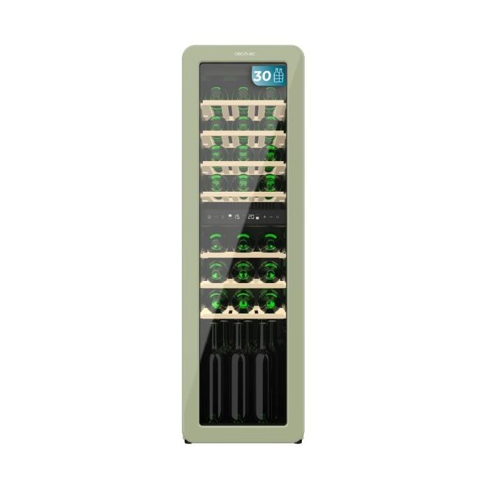 Cecotec Bolero GrandSommelier Origin Duo 30 Hit Green Vinoteca 30 Botellas - Luz LED - Temperatura Regulable - Estilo Retro - Compresor Integrado - Ventilador Interior - 120.5x36.6x47.6cm - Color Menta