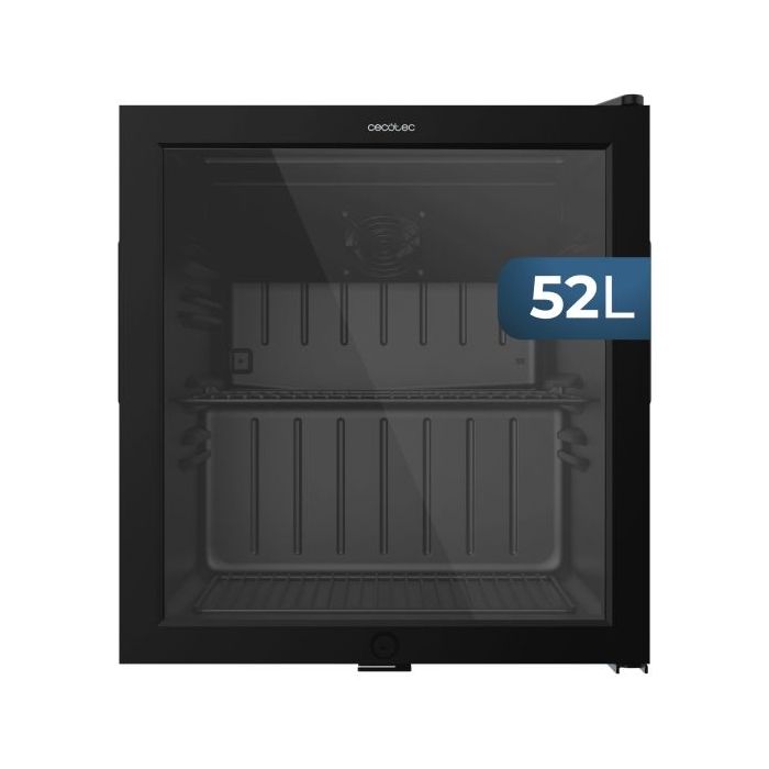 Cecotec Bolero CoolMarket BC 52 Black Nevera Minibar - Capacidad 52L - 53 Latas - Luz LED - Temperatura Regulable de 0 a 10ºC - Puerta de Cristal - Color Negro
