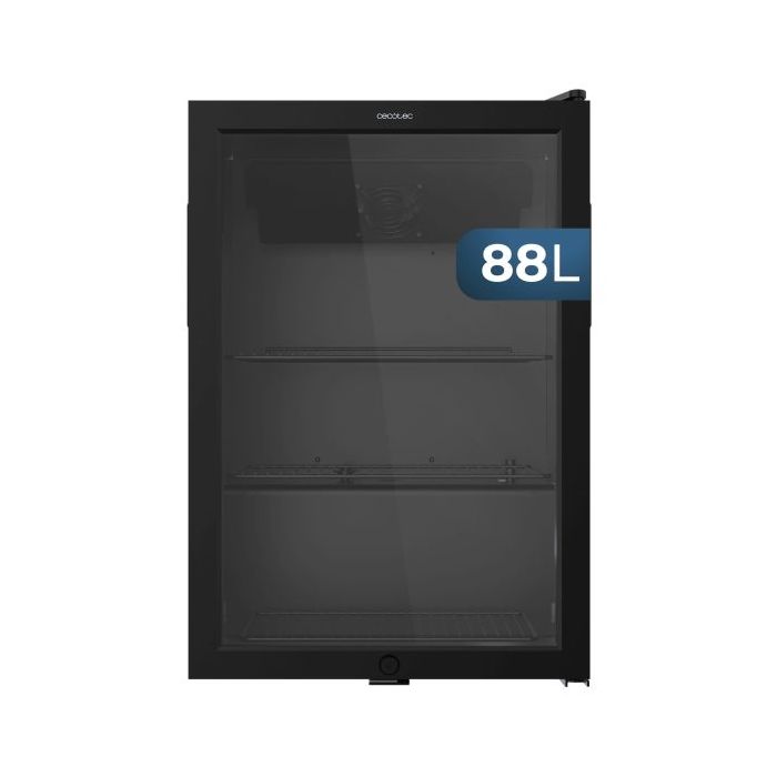 Cecotec Bolero CoolMarket BC 72 Black Nevera Minibar - Capacidad 72L - 88 Latas - Luz LED - Temperatura Regulable de 0 a 10ºC - Puerta de Cristal - Color Negro
