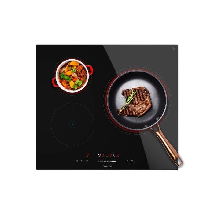 Cecotec Bolero SquadV 3100 Cocina Vitroceramica Encastrable - 5700W - 3 Zonas - Temporizador - Seguro Infantil - Control Tactil - 9 Niveles de Potencia - Indicador de Calor Residual - Color Negro